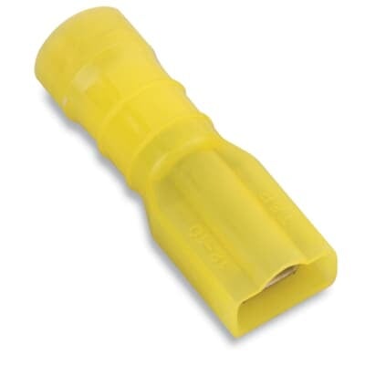 Fully Insulated Vinyl Female - 250 Series Disconnects for Wire Range 12-10 , Yellow