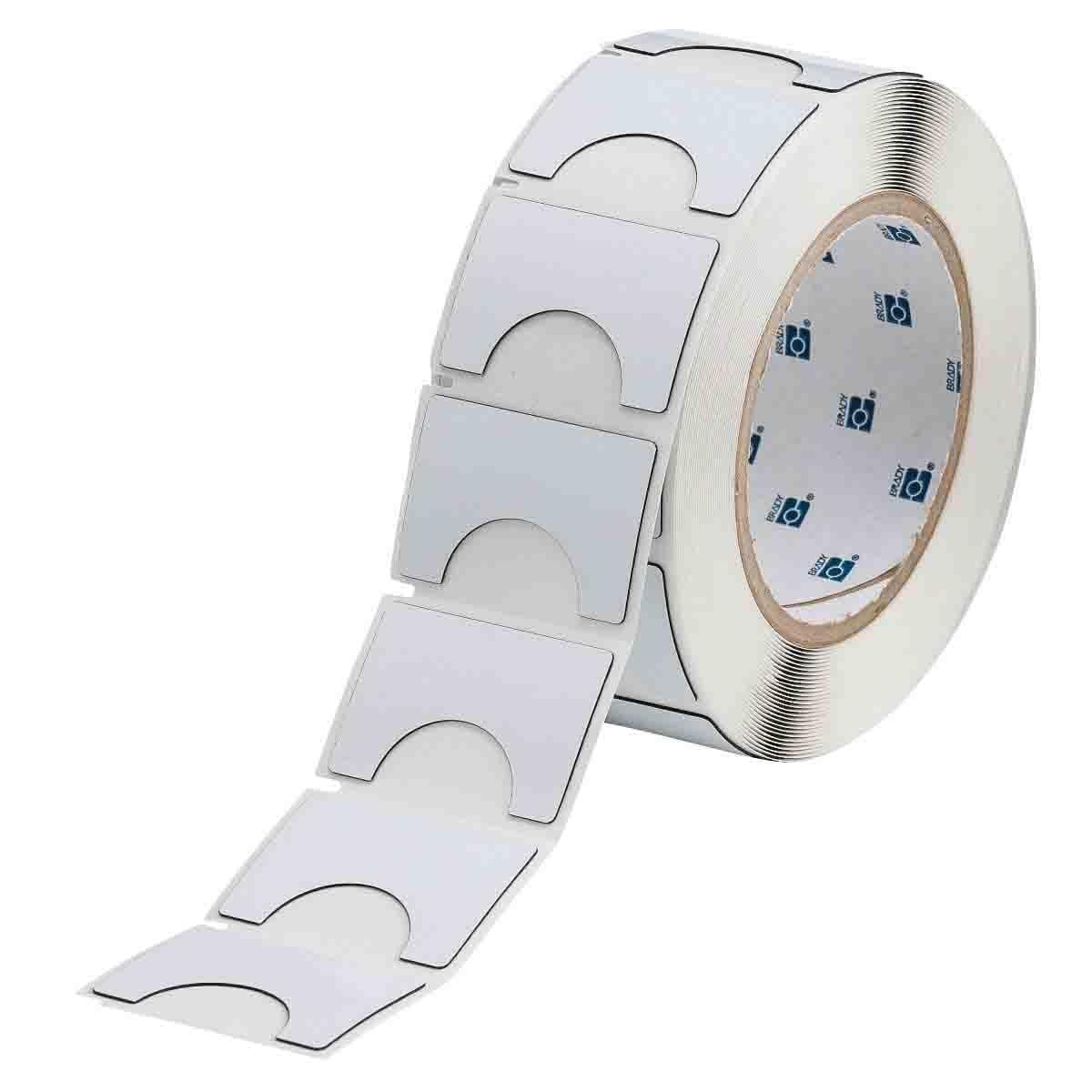 THTEP180-593-.25 Raised Panel Half Pushbutton Label, 1.3 in L x 1.89 in W, Colored Blank Legend, White, Polyester, 250 per Roll Labels