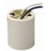 Medium Base, One-Piece, Keyless, Incandescent, Glazed Porcelain Lampholder, Mounting Bushings, Single Circuit, White