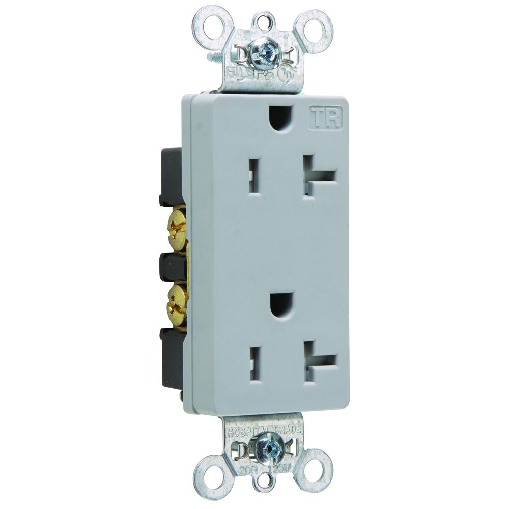 Tamper-Resistant Heavy-Duty Decorator Spec Grade Duplex Receptacle Back and, Side Wire 20amp 125volt Gray