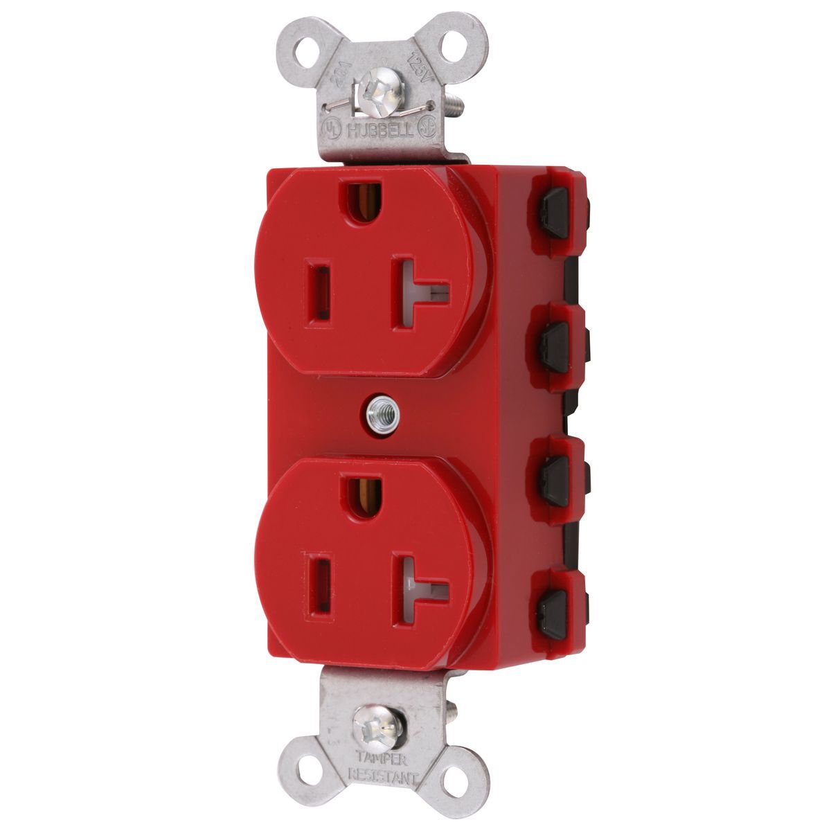 Straight Blade Devices, Receptacles, Duplex, SNAPConnect, Tamper Resistant, 20A 125V, 2-Pole 3-Wire Grounding, 5-20R, Nylon, Red, USA