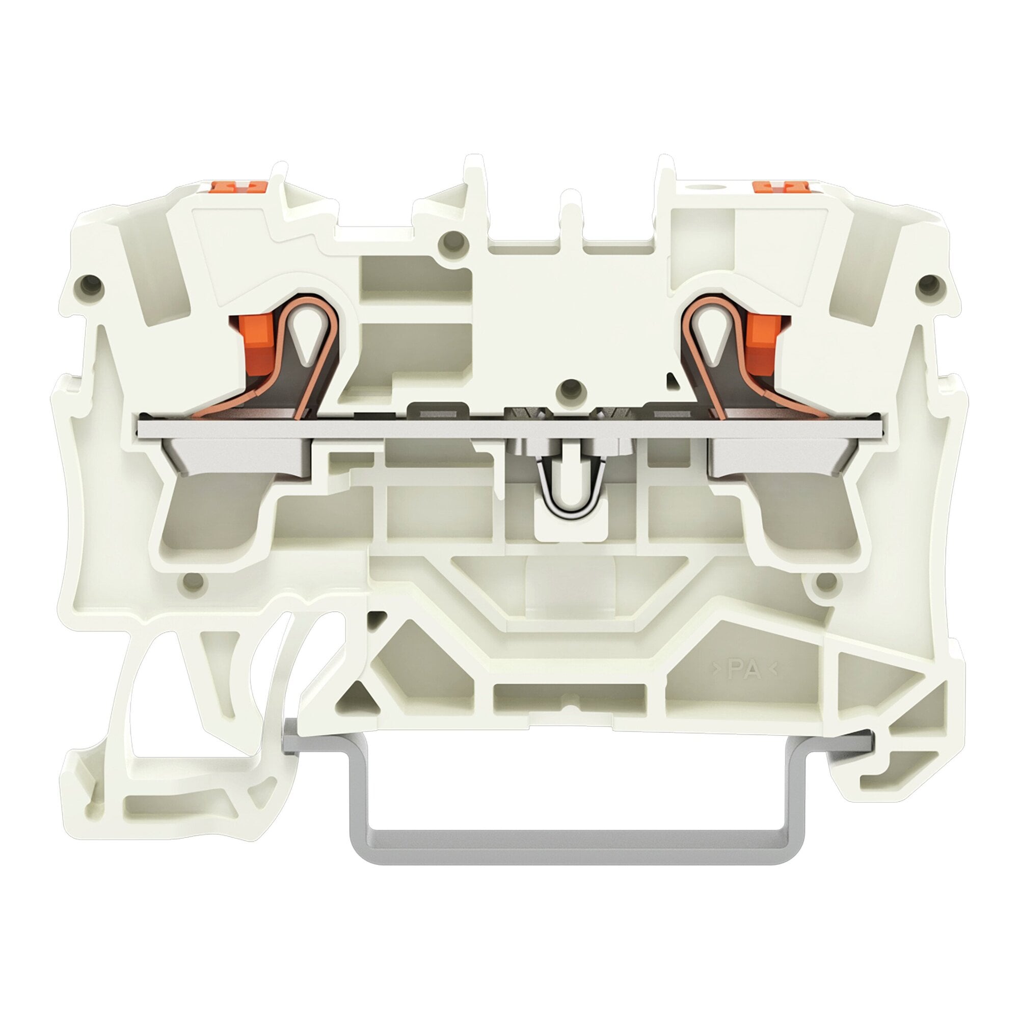 2-conductor through terminal block, with push-button 4 mm, light gray