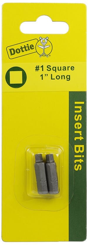 Insert Bit, #1 tip size, Square tip type, 1 in. overall length, 2 pieces, #6 screw size