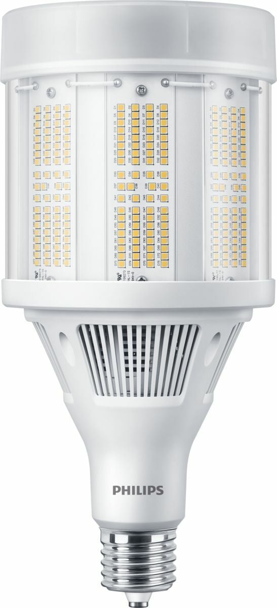 Instant retrofit, instant savings Philips Corn Cob HID replacement lamps are perfect LED replacement for a variety of outdoor applications.  High intensity illumination, which means you get added visibility for applications like streets, public areas, and much more for a fraction of the energy used by conventional HID. Energy savings of <gt/>50%;omni-directional lighting enabling use in a variety of applications