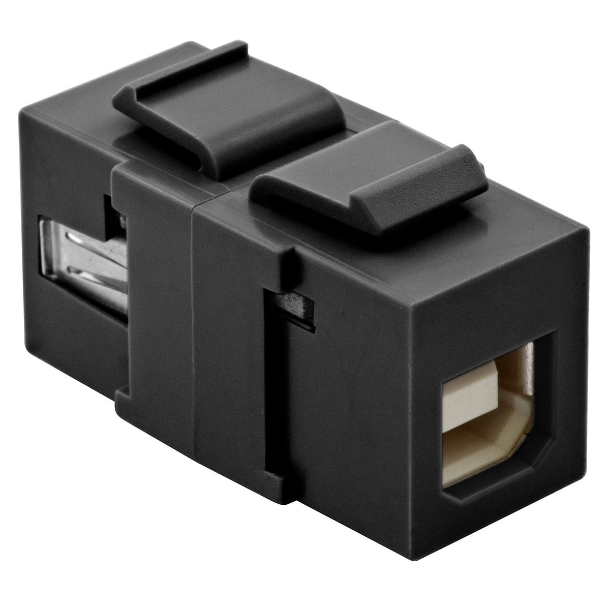 Keystone USB Jack, Snap-Fit, V3.0, A to B, Black