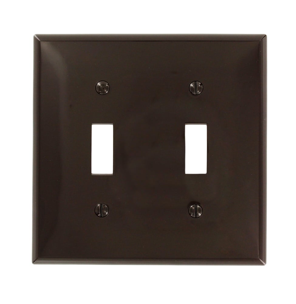 2-Gang Toggle Device Switch Wallplate, Standard Size, Brown