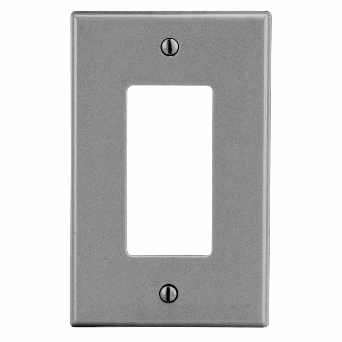 Hubbell Wiring Device Kellems, Wallplates and Box Covers, Wallplate,Non-Metallic, 1-Gang, 1) Decorator, Gray