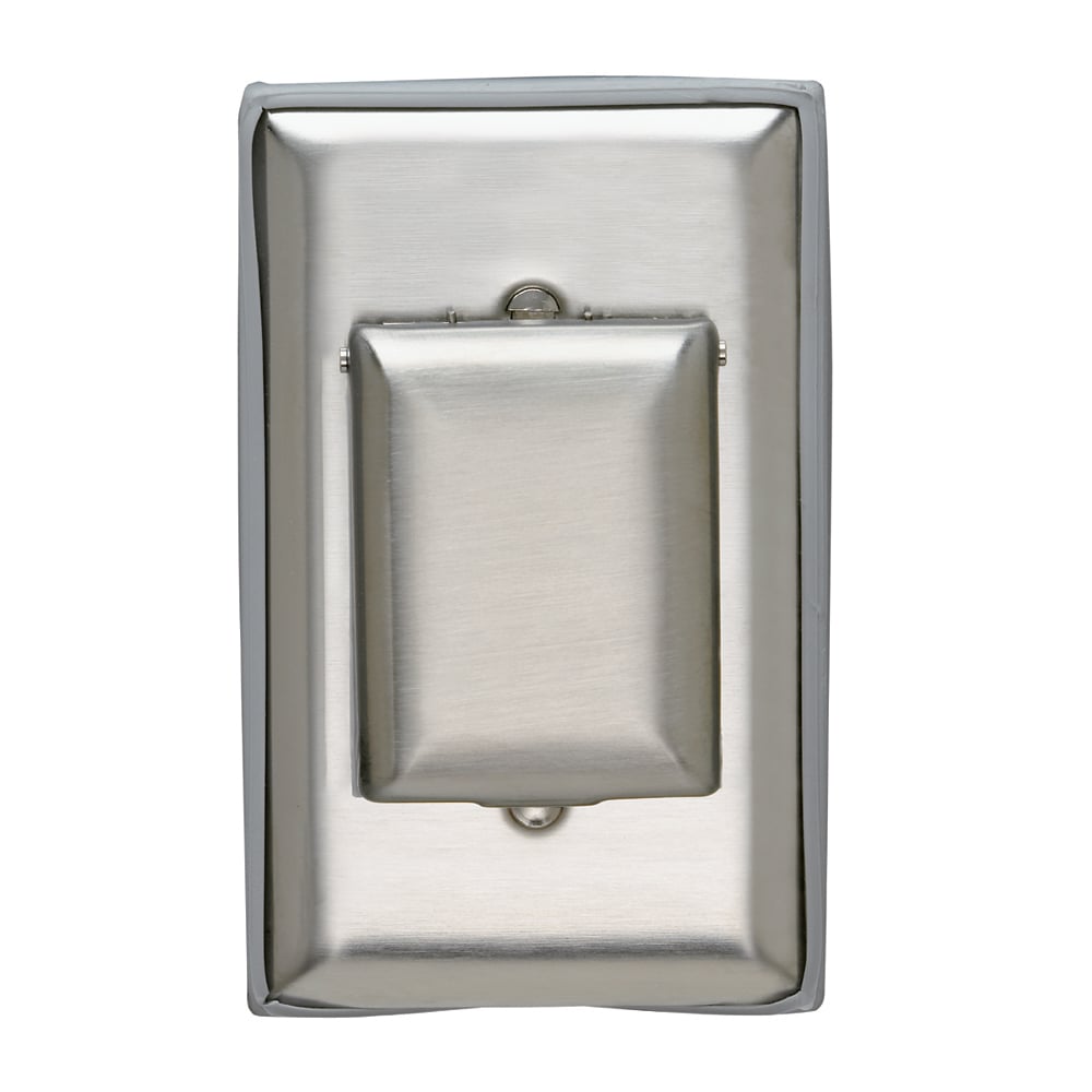 One single receptacle, One small cover, vertical one gang plate. Available for four screw mount - add suffix -FS.