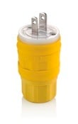 15 Amp, 125 Volt, NEMA 1-15, 2P, 2W, Plug, Straight Blade, Industrial Grade, Non-Grounding, Wetguard - YELLOW