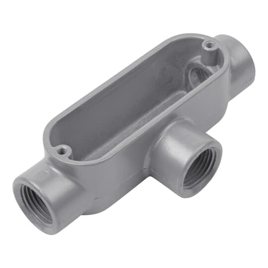 3/4 inch Threaded Die Cast Aluminum Conduit Body, T-Style. For Use with Rigid/IMC Conduit.