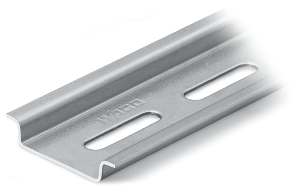 Steel carrier rail; 35 x 7.5 mm; 1 mm thick; 2 m long; slotted; galvanized; according to EN 60715; silver-colored