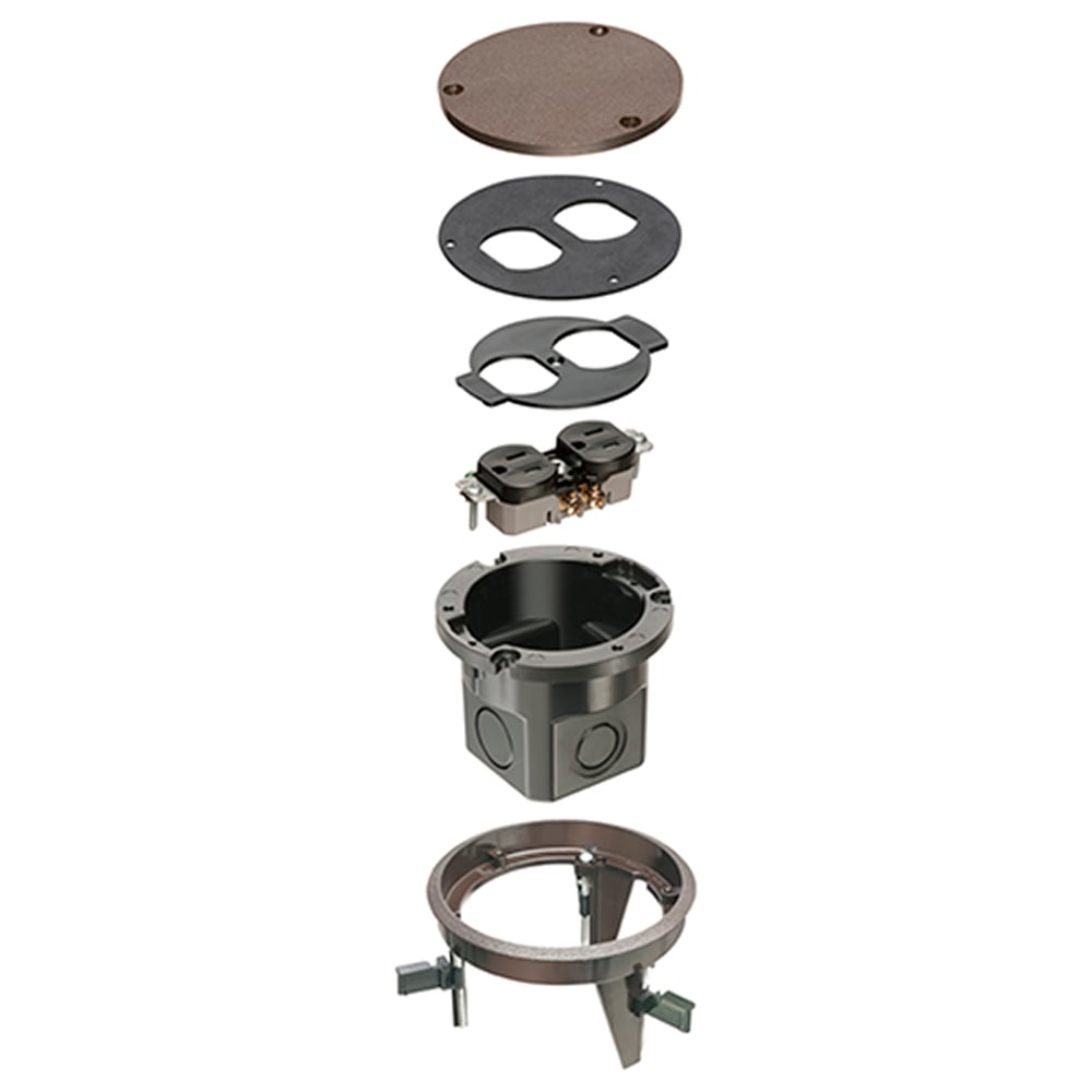 Non Metallic, round cover kit with box and blank brown cover.