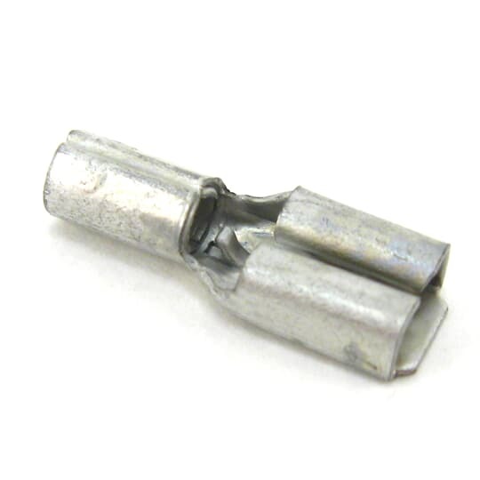 Non-Insulated Female Disconnect, Length .64 Inches, Width .23 Inches, Tab Size .187x.032, Wire Range #16-#14 AWG, Copper, Tin Plated