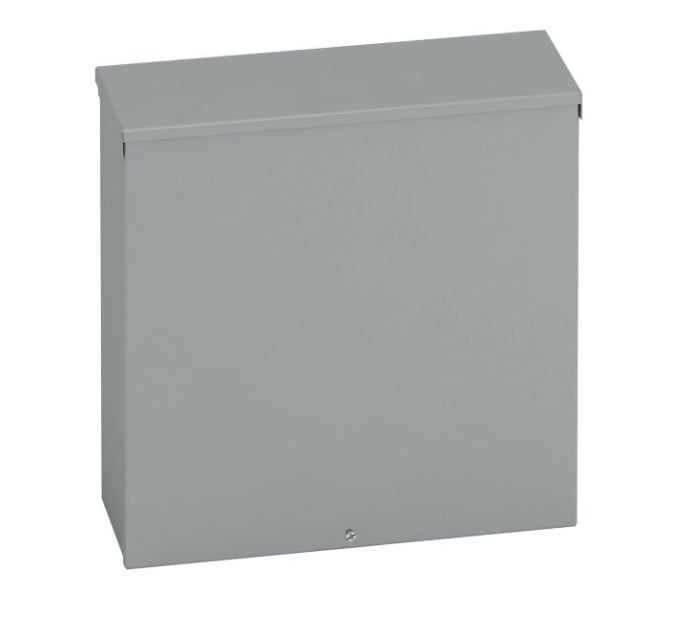 Type 3/3R junction boxes, 8" height, 4" length, 6" width, NEMA 3R, Screw cover, RTSC NK enclosure, Surface mounted, Small single door, No knockout, Embossed thru holes, Carbon steel