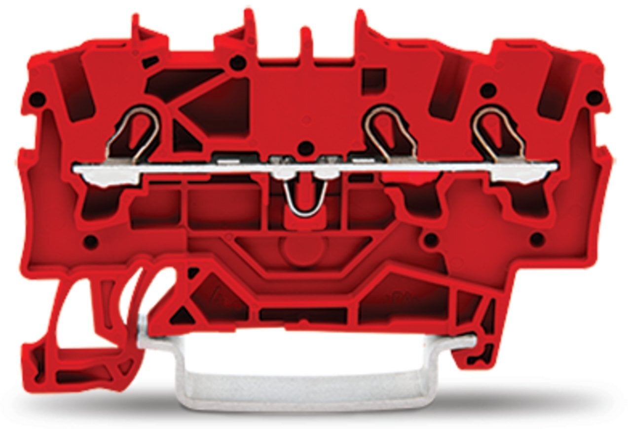 3-conductor through terminal block; 1.5 mm; suitable for Ex e II applications; side and center marking; for DIN-rail 35 x 15 and 35 x 7.5; Push-in CAGE CLAMP; 1,50 mm; red