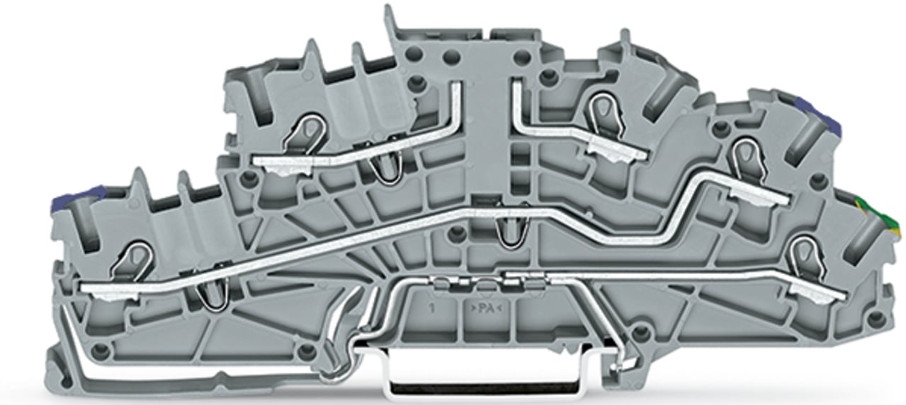 Multilevel installation terminal block; with operating slots; 2.5 mm; Carrier terminal block without knife; L/N/PE; Push-in CAGE CLAMP; 2,50 mm; gray