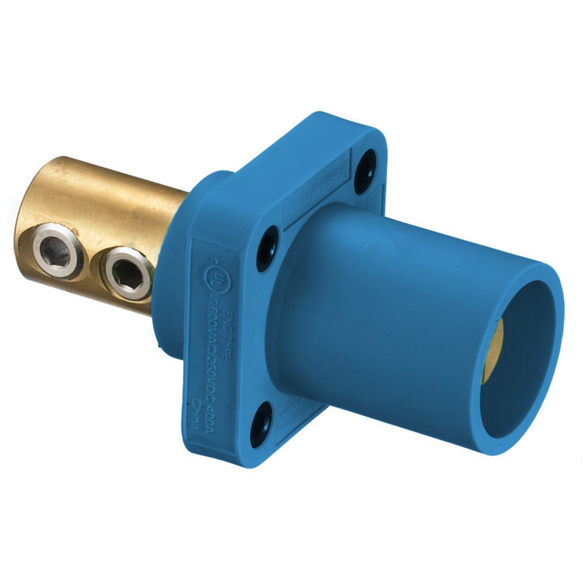 Heavy Duty Products, Single Pole Devices, Industrial Grade, Male, Receptacle, 300/400A 600V AC/DC, Single Conductor, Set Screw, Blue