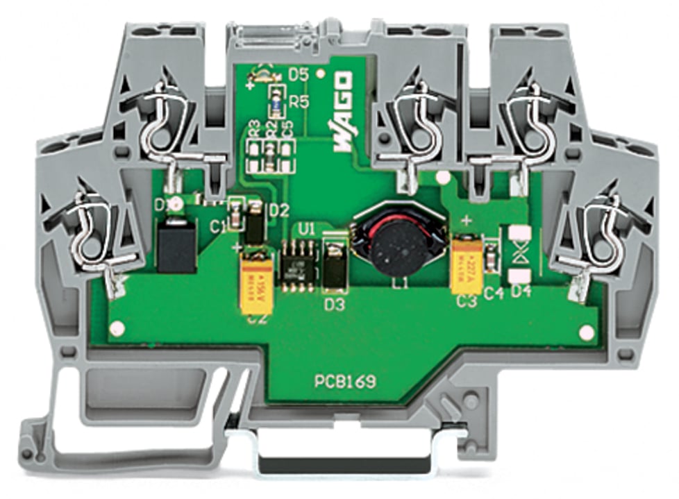 DC/DC Converter; 24 VDC input voltage; 10 VDC output voltage; 0.5 A output current; 2,50 mm; gray