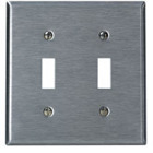 2-Gang Toggle Device Switch Wallplate, Standard Size, 302 Stainless Steel, Device Mount, Stainless Steel, Brushed Finish