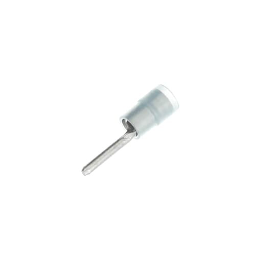 Nylon Insulated Pin Terminal, Length .87 Inches, Pin Length .390 Inches, Diameter .075 Inches, Wire Range #16-#14 AWG, Color Blue, Copper, Tin Plated