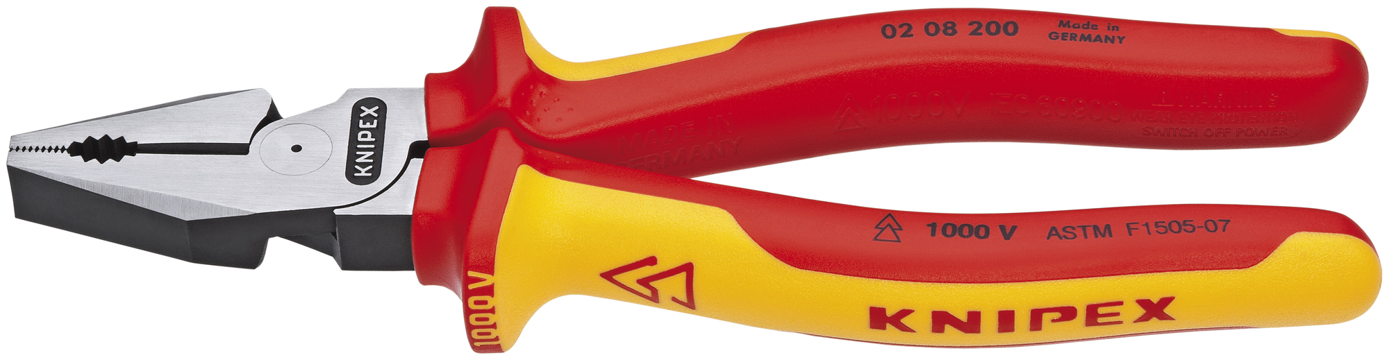 High Leverage Combination Pliers-1000V Insulated, 8 in., Multi-Component, ASTM, Bulk
