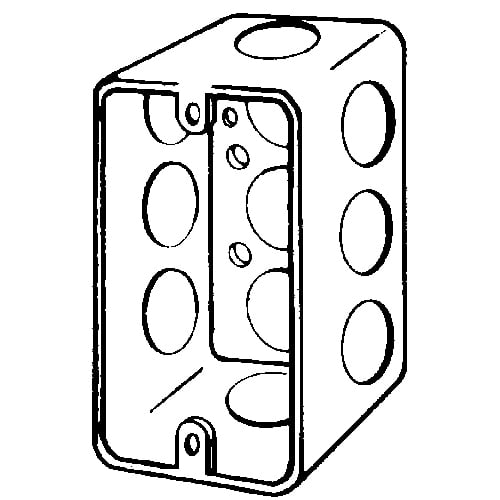 Features:With 1/2 IN Conduit Knockout, Standard:UL E18095, Number Of Outlet:10, Material:Steel, Size:2.125 X 1.875 X 4IN, Cubic Capacity:13CI