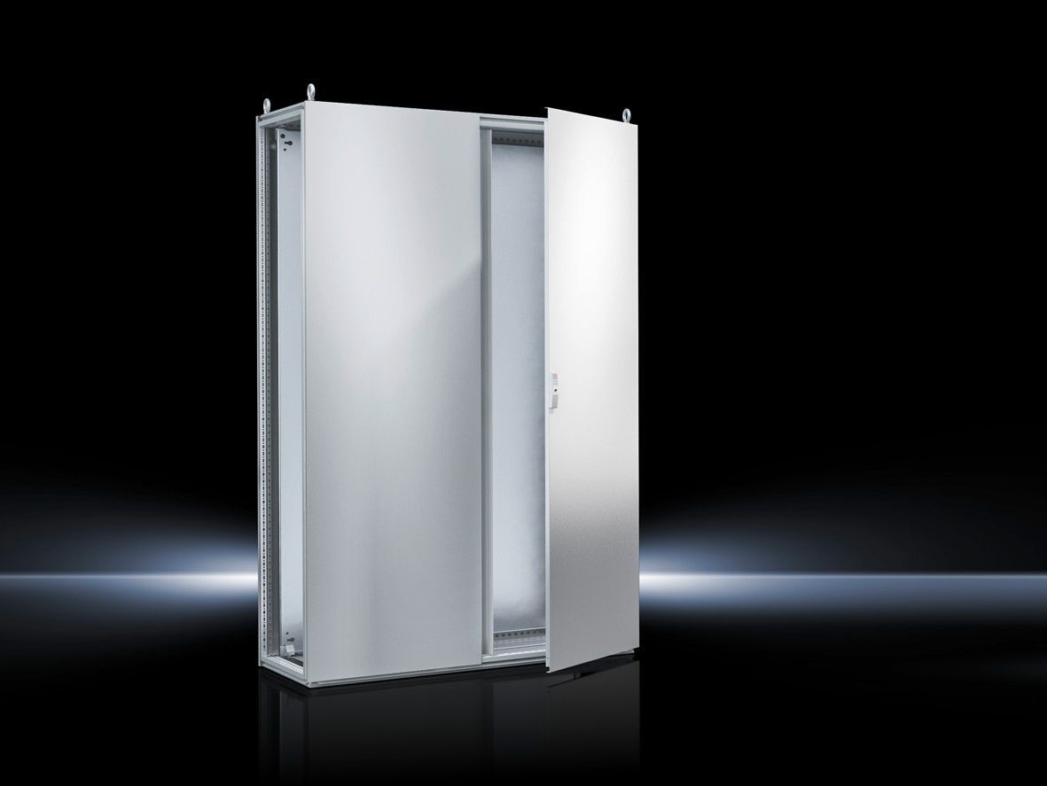TS Bayed enclosure system, WHD: 1200x2000x600 mm, carbon steel, with mounting plate, two doors at the front