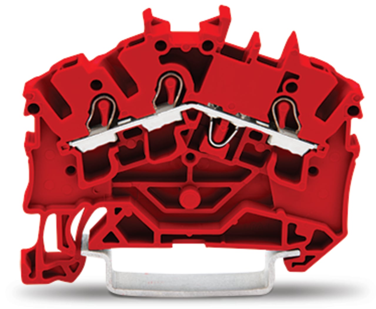 3-conductor through terminal block; 2.5 mm; suitable for Ex e II applications; side and center marking; for DIN-rail 35 x 15 and 35 x 7.5; Push-in CAGE CLAMP; 2,50 mm; red