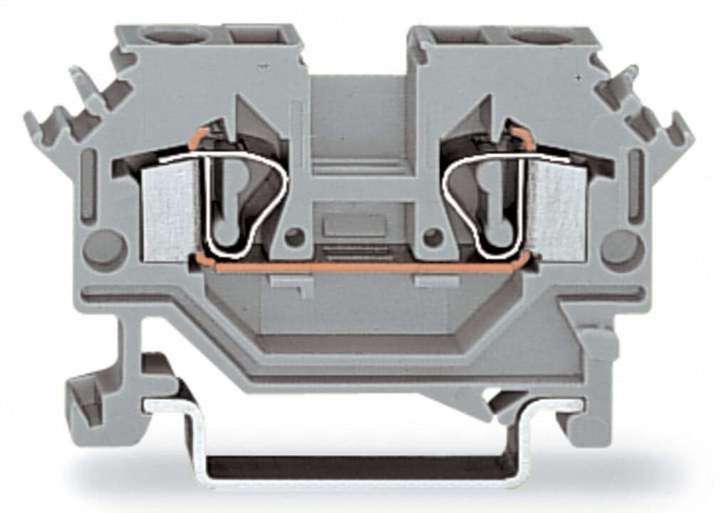 2-conductor through terminal block; 4 mm; lateral marker slots; for DIN-rail 35 x 15 and 35 x 7.5; CAGE CLAMP; 4,00 mm; gray