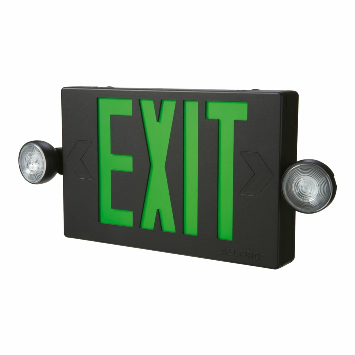 LED exit emergency combo,red letters,black housing, NiCAD