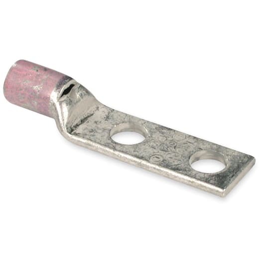 Copper Two-Hole Lug, Standard  Barrel, Peep Hole, Max 35kV, Wire Size 900 kcmil, 3/8 Inch Bolt Size, 1 Inch Hole Spacing, Tin Plated, Die Code 115, Die Color Code Yellow