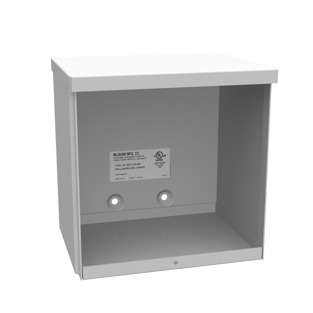 8x6x8 Screw Cover Type 3R UL Listed Steel No Knockouts ANSI 61 Gray Quad D Knockout for Lock Emboss Mounting Holes in Back