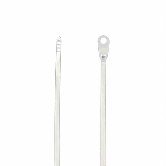 Integrated Mounting Hole Cable Tie, Natural Polyamide (Nylon 6.6) for Temperatures up to 85 Degrees Celsius (185 F) for Indoor Applications, UL/EN/CSA62275 Type 2/21S Rated for AH-2 Plenum and as a Flexible Cable and Conduit Support, Length of 198mm (7.8 Inches), Width of Width of 4.6mm (0.18 Inch), Thickness of 1mm (0.04 Inches), Tensile Strength Rating of 220 Newtons (50 Pounds), 1/4 Inch Screw for Mounting