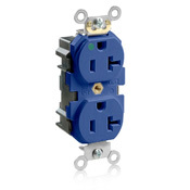 20 Amp, 125 Volt, Modular Duplex Receptacle, Slim Hospital Grade, Steel Strap, Blue