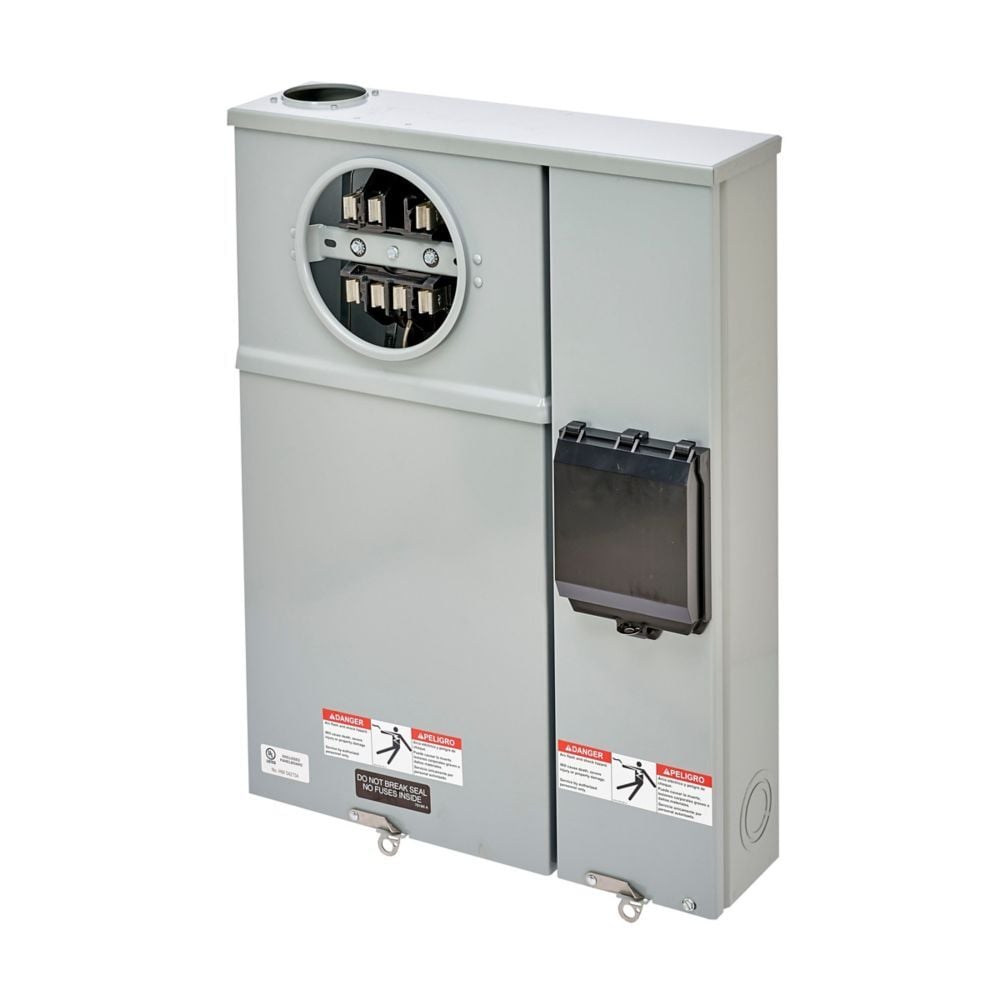 Eaton B-Line series meter breakers, 100 A, Test block, Ring type, 3R, ANSI 61 gray painted, 022 kAIC, #6-250 MCM, MCB, Steel, Side, 7 jaws, 3 poles, 3?/4W, 480 V breaker