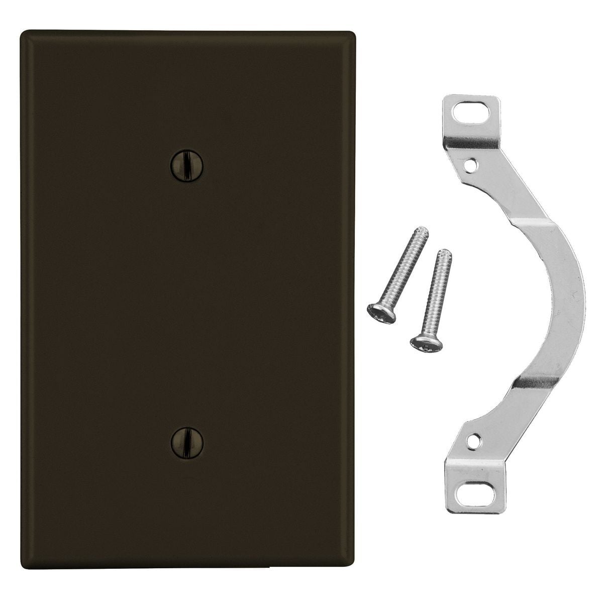 Wallplate, 1-Gang, Strap Mount Blank, Brown