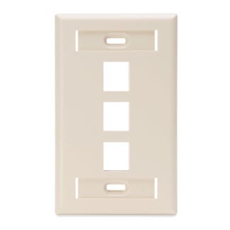 QuickPort Wallplate with ID window, single gang, 3-port, light almond