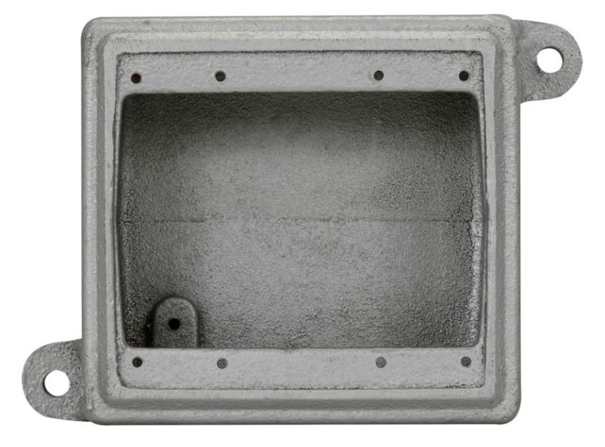 FS062 Condulet Shallow Blank Device Box With Mounting Lug And Ground Screw, 2 Gangs, Feraloy Iron Alloy, Aluminum Acrylic Painted/Electro-Galvanized