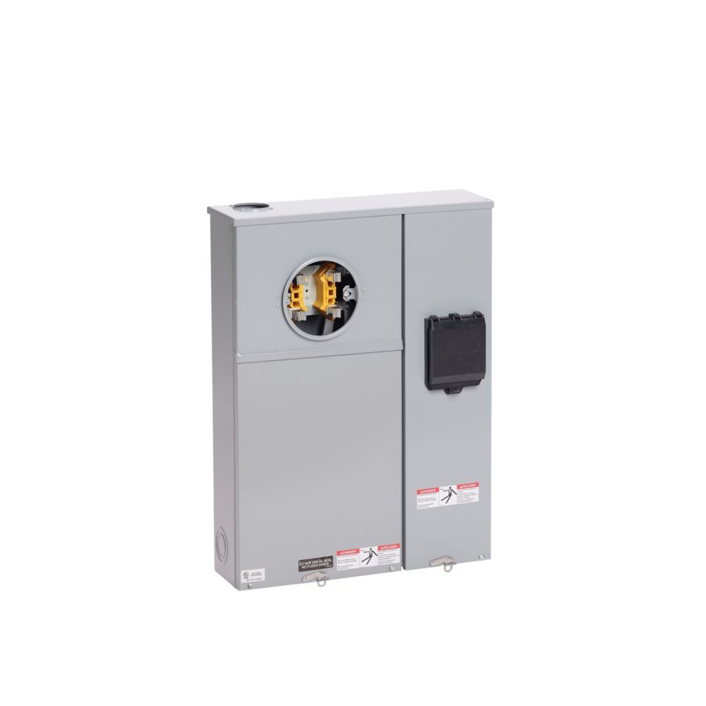 Eaton B-Line series meter breakers, 200 A, Test block, Ring type, 3R, ANSI 61 gray painted, 042 kAIC, #6-250 MCM, MCB, Steel, Surface mount, 7 jaws, 1 position, 3?/4W, 22K AIC rated breaker