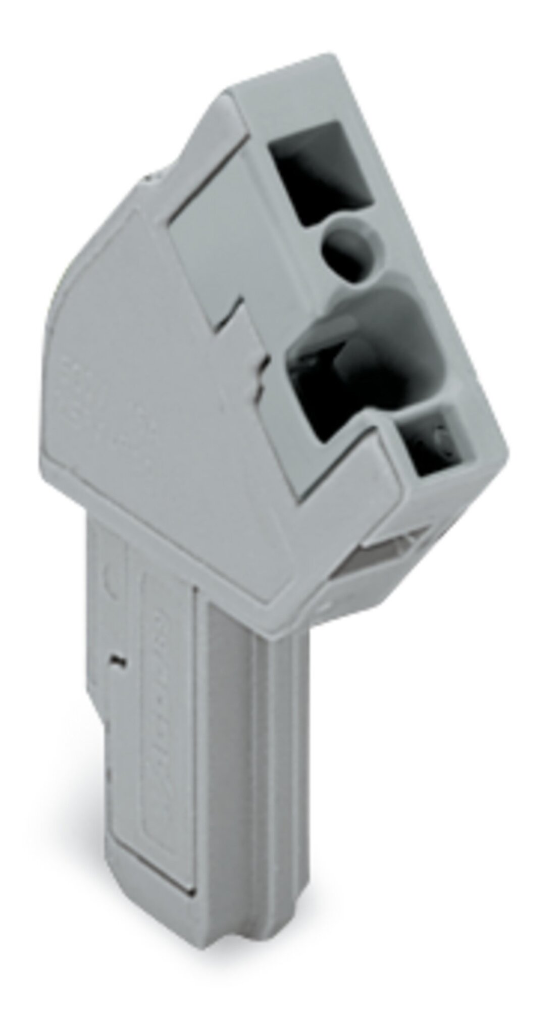 1-conductor female connector, angled; CAGE CLAMP; 4 mm; Pin spacing 5 mm; 2-pole; coding finger; 4,00 mm; gray
