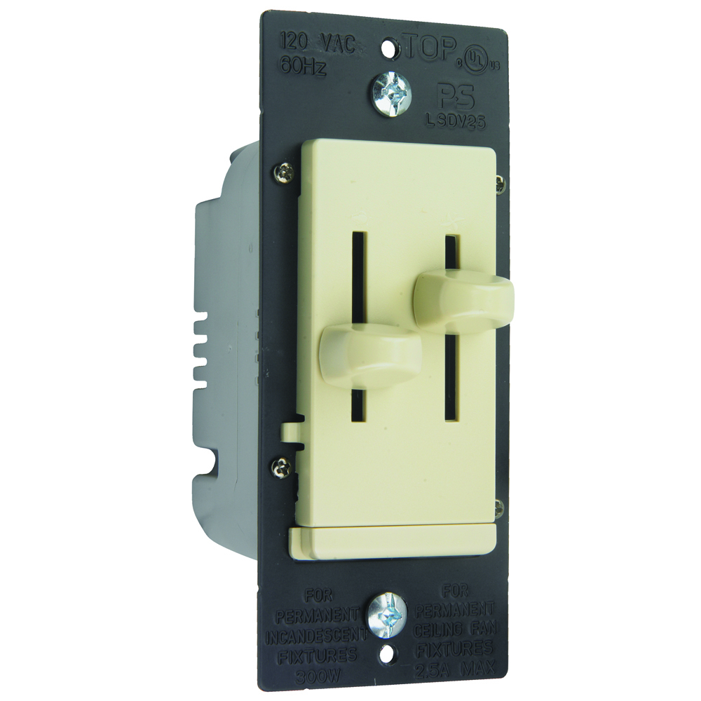 Variable Speed Fan Control with Single Pole Dimmer, 300W Ivory