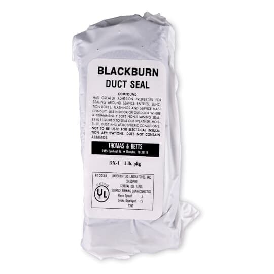 Duct Seal Compound, 1 pound package. To Seal openings from air, dust or water around EMT or rigid conduit raceway.  Not to be used for electrical insulation applications.
