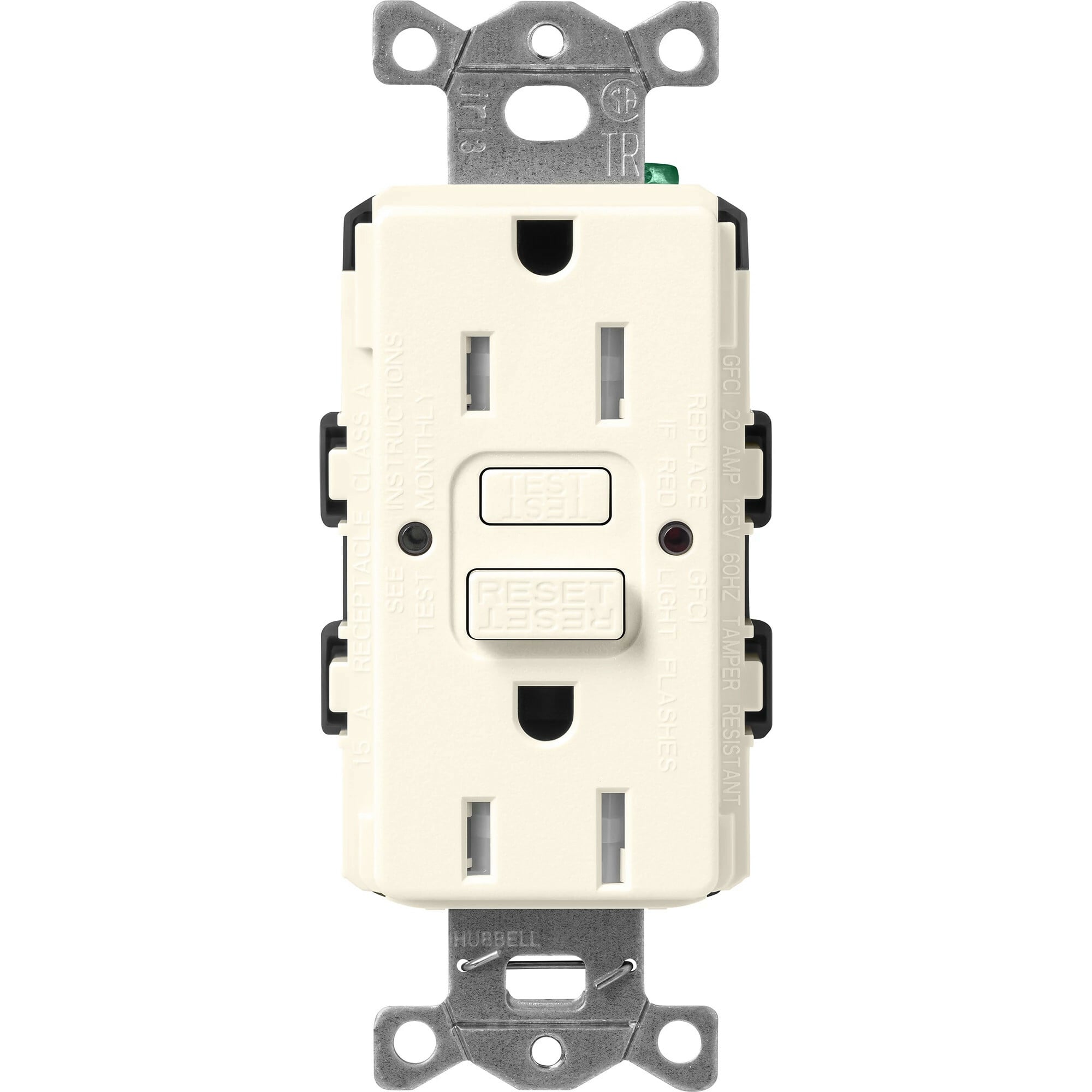 Lutron Claro Tamper-Resistant GFCI Duplex Receptacle, 15-Amp, Biscuit