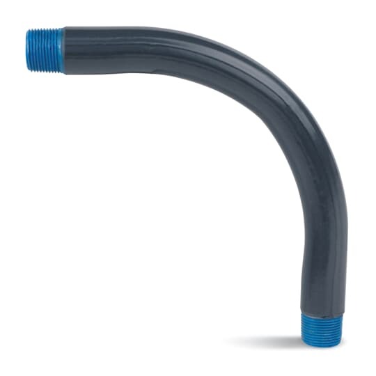 Large Radius Elbow, 40 Mil PVC Coated, Pipe Size 3 Inch/78 Metric, Angle 90 Degrees, Radius 24 Inch/609.60 Millimeters, Offset 2 Feet 11 Inch/889.00 Millimeters, Straight End 11 Inch/279.40 Millimeters, Unbent Length 59 Inch/1,498.60 Millimeters, Hot-Dip Galvanized Rigid Steel, Gray