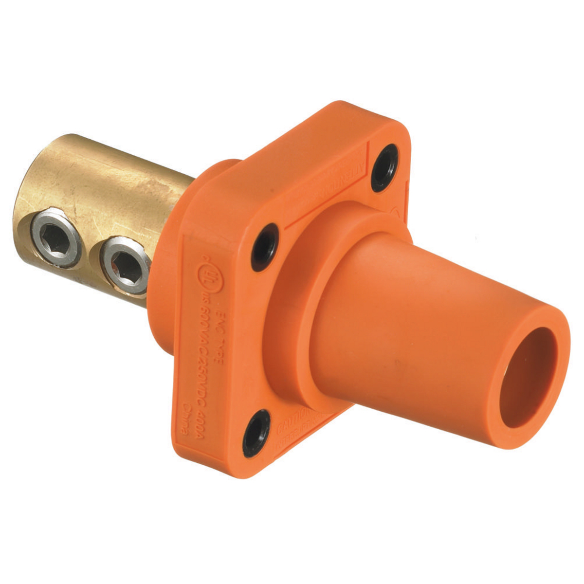 Heavy Duty Products, Single Pole Devices, Industrial Grade, Female Receptacle, 300/400A 600V AC/DC, Single Conductor, Set Screw, Orange