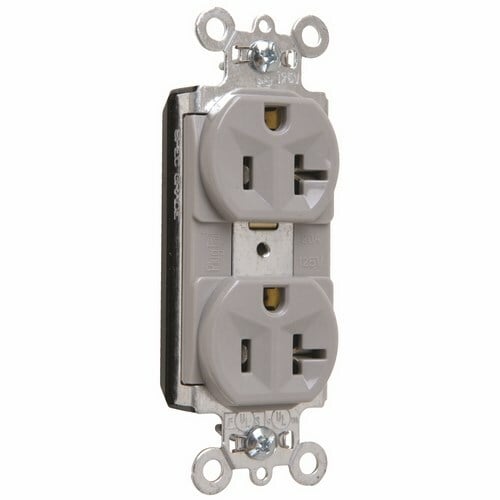 PlugTail Spec Grade Duplex Receptacle 20amp 125volt Gray