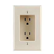 15 Amp 1-Gang Recessed Duplex Receptacle, Residential Grade, with Screws Mounted to Housing, Light Almond