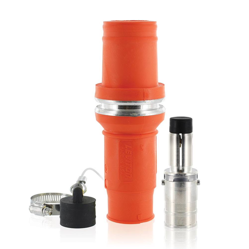 Complete Male Plug (Insulator, Male Contact, & Dust Cap), Crimped, 777 MCM Cable, 1135Amp Max., 1000Volt, 49 Series, Industrial Grade, Rhino-Hide Single Pole Connector - ORANGE