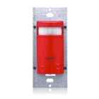 Dual Relay, Photocell, 180 Degree field of view, CEC Title 24 Compliant, NAFTA, Passive Infrared Wallbox Occupancy Sensor, Red