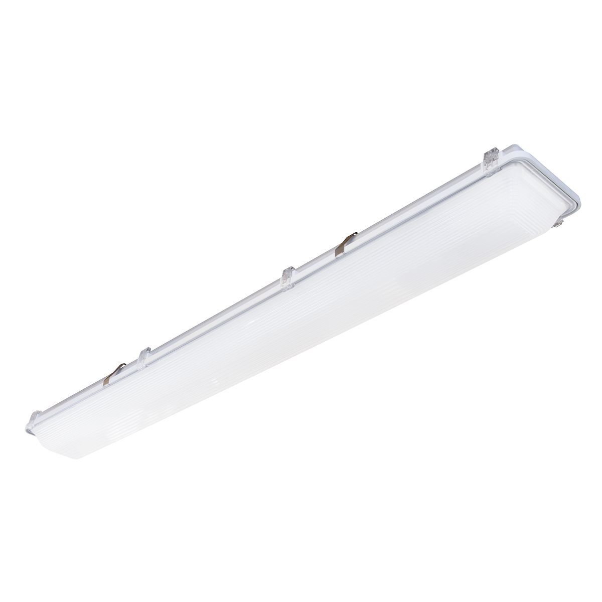 LXEM enclosed and gasketed LED luminaire, 4 ft, Color Temperature: 3500 K, 80 CRI, Light Output: 5089 lm, Wattage: 42 W, Lens Type: ribbed frosted acrylic, Driver type: 0-10V Dimming, Voltage Rating: 120-277 V, Certified Listed: UL1598, UL2108, IP65, IP66, IP67, UL Sanitation per UL standards.